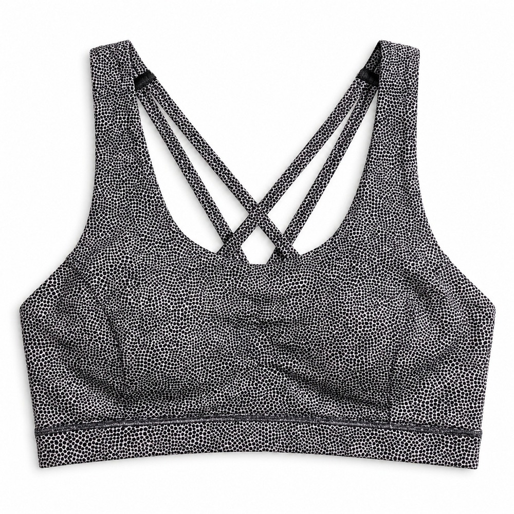 Lululemon Free To Be Elevated Bra Womens Size 6 Black White Micro Dot Strappy